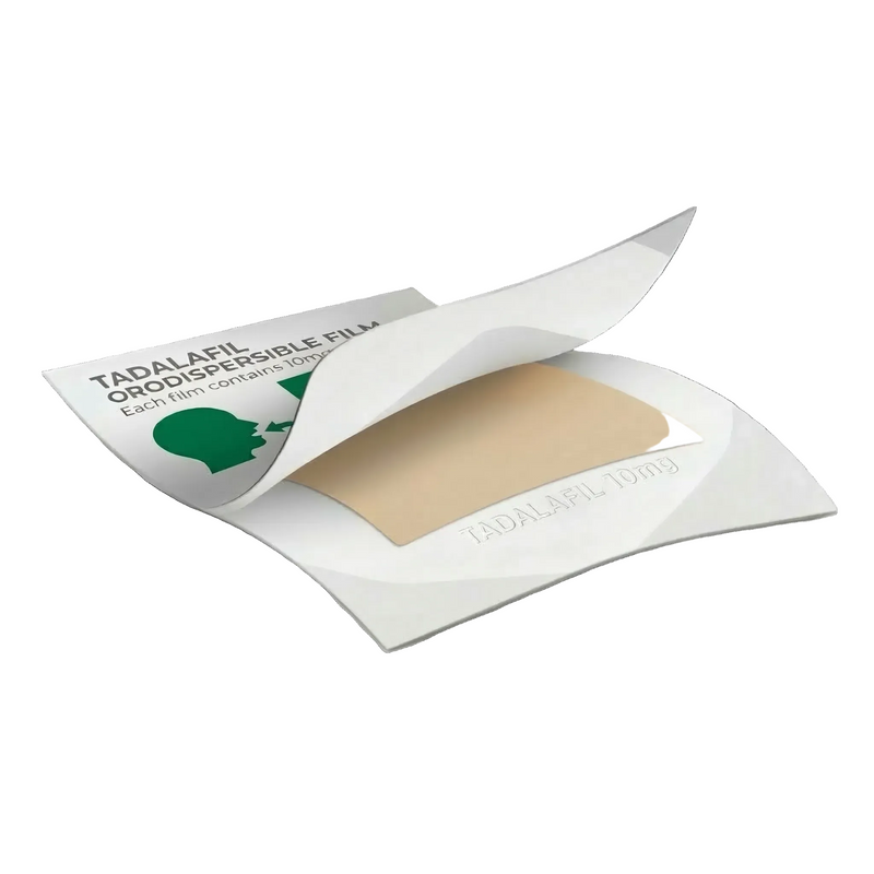 Tadalafil film on a white background