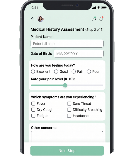 Phone screen showing the online health assessment