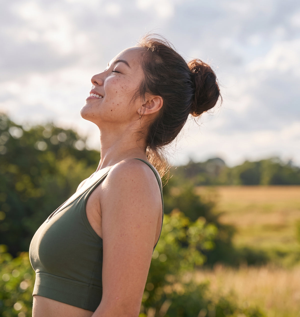 Person outdoors in a calm, positive everyday moment