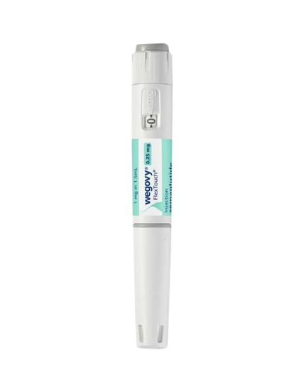 A single pen-style medical device, likely a glucose meter or similar handheld medical tool, shown upright on a plain white background. The device is predominantly white with a mint green and dark blue label in the center.